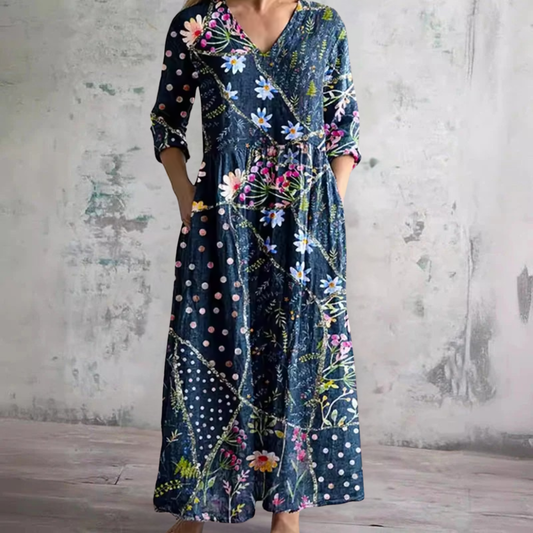 Lang Blumenmuster-Sommerkleid